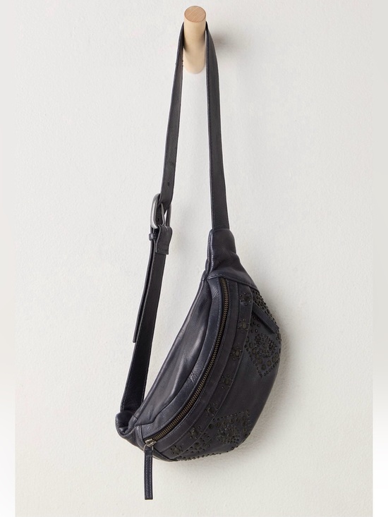 Free People Handbags - NWT new free people Ana adorned studded leather sling bag black purse